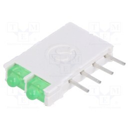 10 pcs : DBI01322 - LED, in housing, green, 1.8mm, No.of diodes: 2, 10mA, 38°, 2.1V
