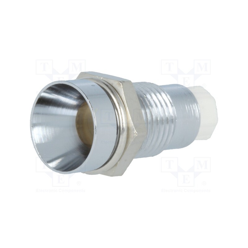 10 pcs : SMZ1 089 - LED holder, 5mm, chromium, metal, concave, with plastic plug