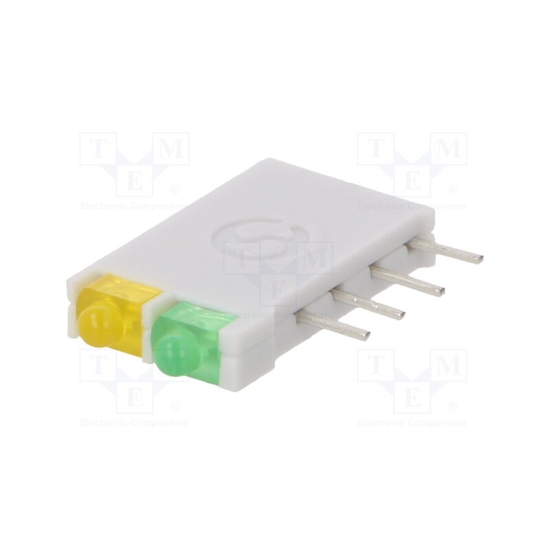 10 pcs : DBI01312 - LED, in housing, yellow/green, 1.8mm, No.of diodes: 2, 10mA, 38°