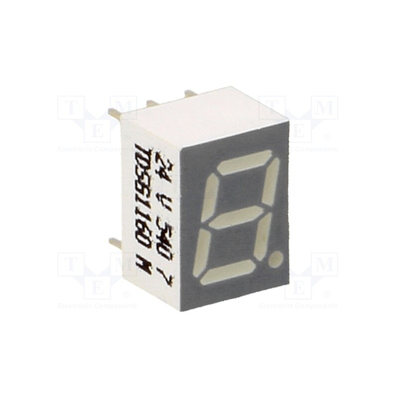 10 pcs : TDSG1160 - Display: LED, 7-segment, 7mm, 0.28', No.char: 1, green, 0.45÷6mcd