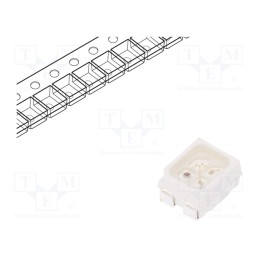 10 pcs : 67-23/R6GHBHC-B05/2T - LED, SMD, 3528,PLCC4, RGB, 3.5x2.8x1.9mm, 120°, 20mA, 120/110/110mW