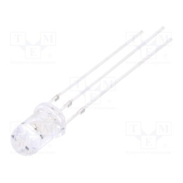 10 pcs : OSRBMC5B31A-5V - LED, 5mm, red/blue, 30°, Front: convex, 5V, No.of term: 3, -30÷85°C