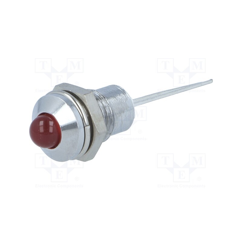 10 pcs : SMQS080 - Indicator: LED, prominent, red, Ø8.2mm, IP40, for PCB, brass