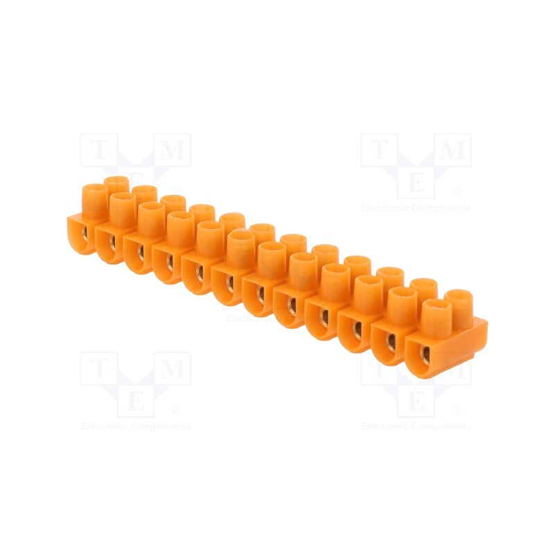 10 pcs : 21210108 - Terminal block, screw terminal, 2.5mm2, 24A, ways: 12, orange