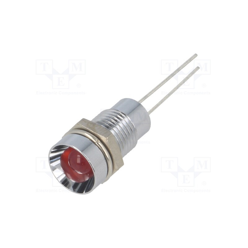 10 pcs : SMZS080 - Indicator: LED, recessed, red, Ø8.2mm, IP40, for PCB, brass
