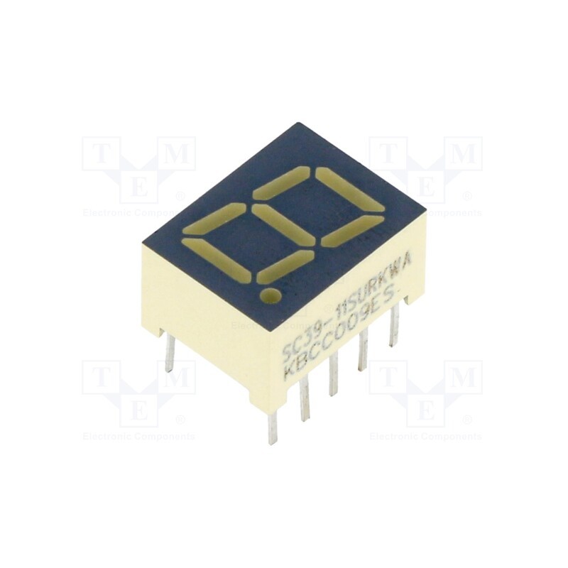 10 pcs : SC39-11SURKWA - Display: LED, 7-segment, 9.9mm, 0.39', No.char: 1, red, 21÷46mcd