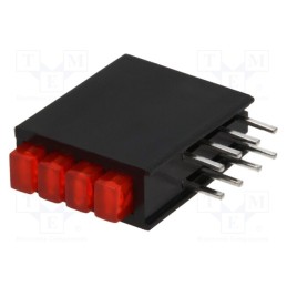 10 pcs : L-914CK/4IDT - LED, in housing, red, No.of diodes: 4, 20mA, Lens: red,diffused