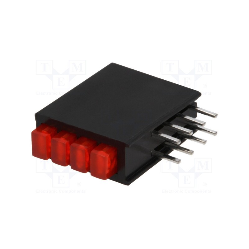 10 pcs : L-914CK/4IDT - LED, in housing, red, No.of diodes: 4, 20mA, Lens: red,diffused