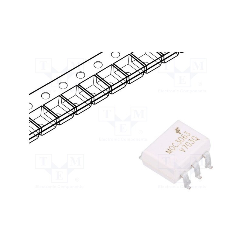 10 pcs : MOC3063SR2VM - Optotriac, 5.3kV, Uout: 600V, zero voltage crossing driver, Ch: 1