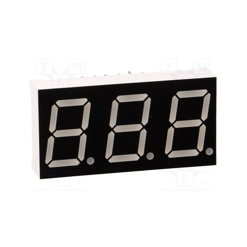 10 pcs : OPD-T5620LE-BW - Display: LED, 7-segment, 14.2mm, 0.56', No.char: 3, red, 60mcd, anode