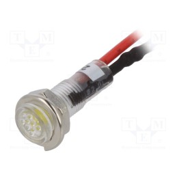 10 pcs : R9-79L-11-24YELLOW - Indicator: LED, flat, yellow, 24VDC, Ø5.2mm, IP40, leads 100mm