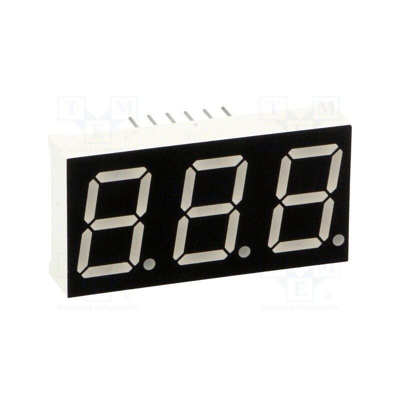 10 pcs : OPD-T5620LR-BW - Display: LED, 7-segment, 14.2mm, 0.56', No.char: 3, red, 35mcd, anode