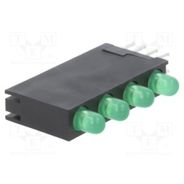 10 pcs : L-7104SB/4GD - LED, in housing, green, 3mm, No.of diodes: 4, 10mA, 40°, 2.2÷2.5V