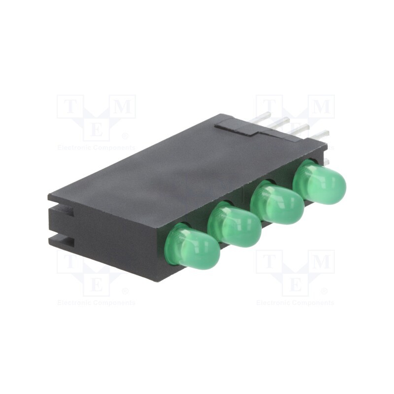 10 pcs : L-7104SB/4GD - LED, in housing, green, 3mm, No.of diodes: 4, 10mA, 40°, 2.2÷2.5V