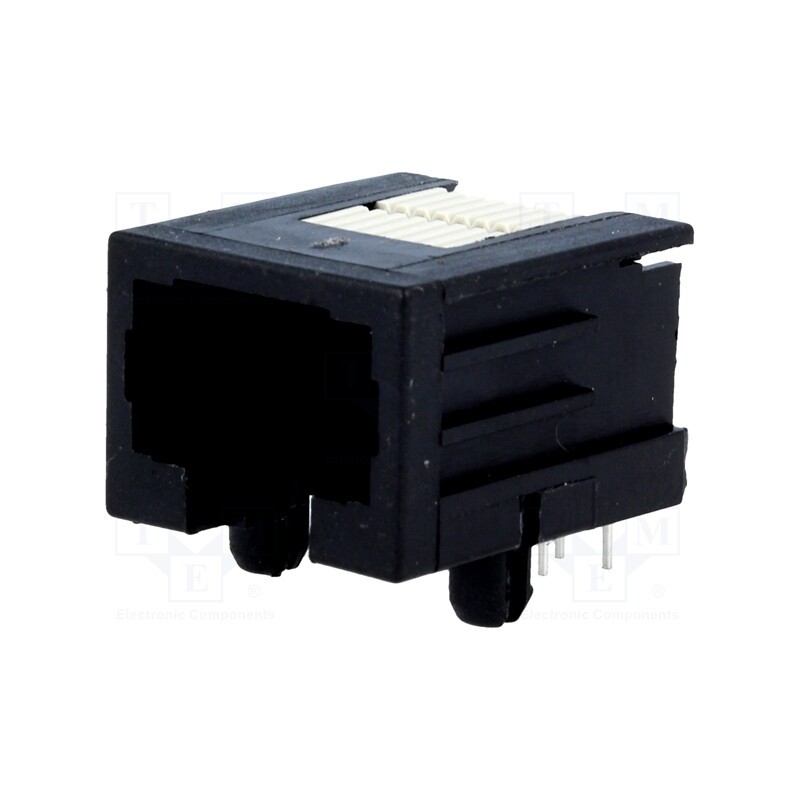10 pcs : 215877-1 - Socket, RJ45, PIN: 8, Cat: 3, low profile, Layout: 8p8c, on PCBs, THT