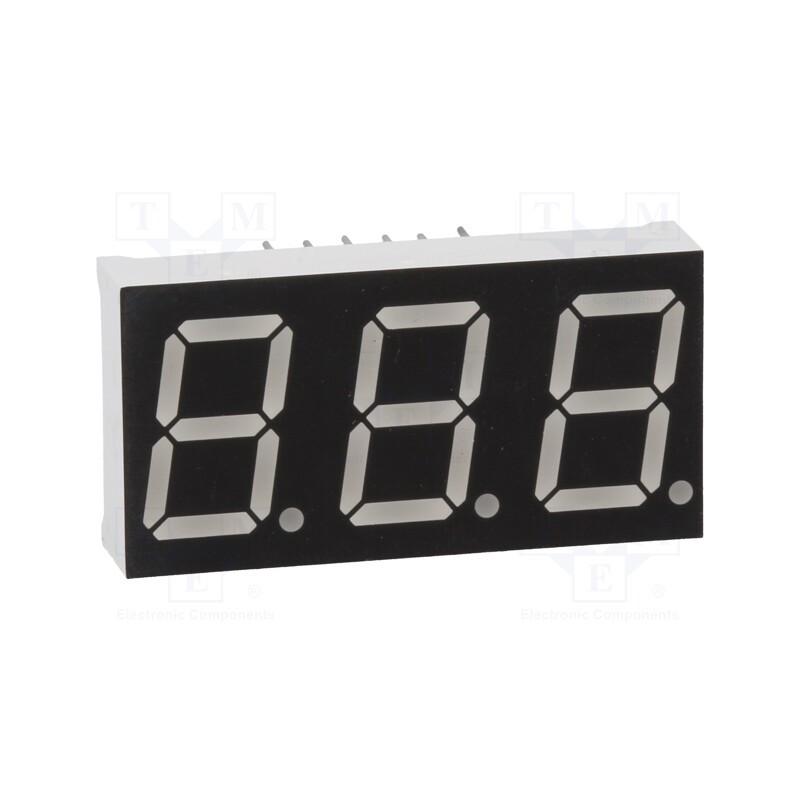 10 pcs : OPD-T5621LB-BW - Display: LED, 7-segment, 14.2mm, 0.56', No.char: 3, blue, 80mcd