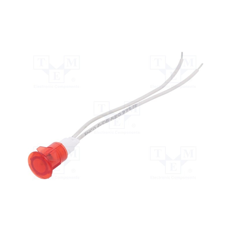 10 pcs : 9SLTB013SF3R - Indicator: with neon lamp, recessed, red, 12VDC, Ø13mm, plastic