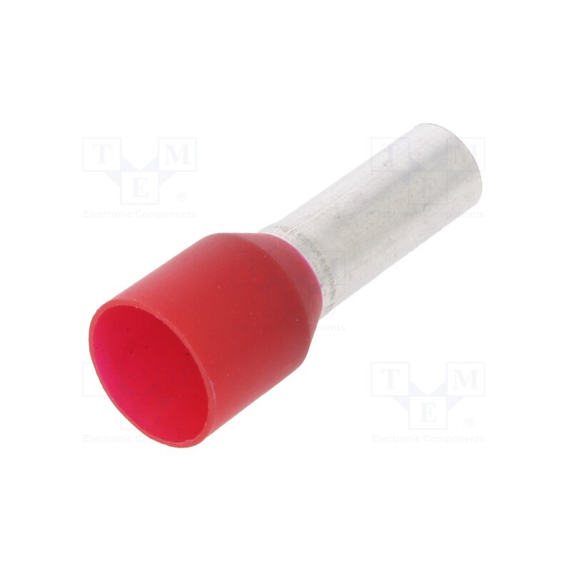 50 pcs : 216-209 - Tip: bootlace ferrule, insulated, 10mm2, 12mm, tinned, crimped