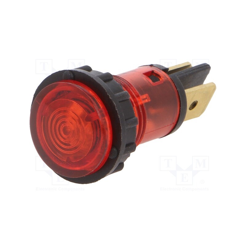 10 pcs : 9SLTBF012SDK3R - Indicator: with neon lamp, prominent, red, 220VDC, 220VAC, Ø12mm