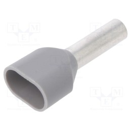 50 pcs : 216-546 - Tip: bootlace ferrule, insulated,double, 4mm2, 12mm, tinned, grey