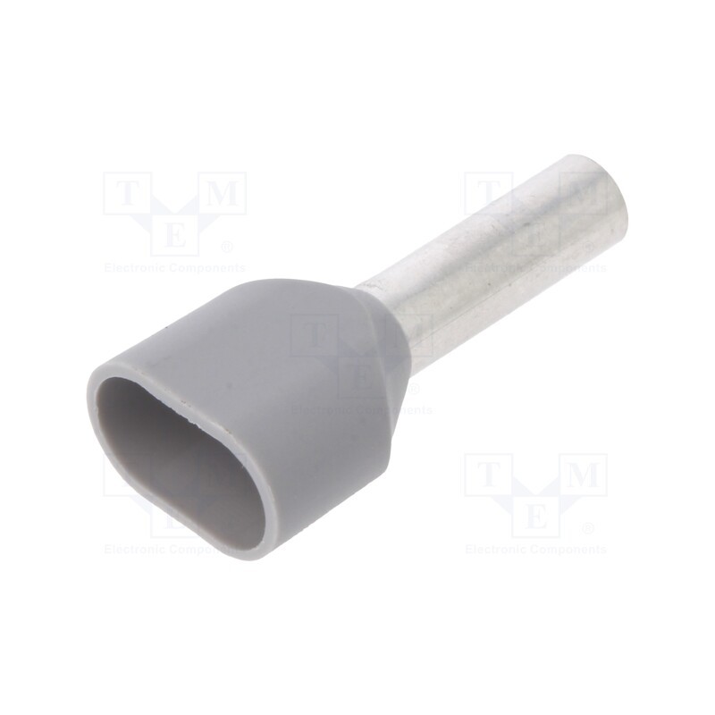 50 pcs : 216-546 - Tip: bootlace ferrule, insulated,double, 4mm2, 12mm, tinned, grey