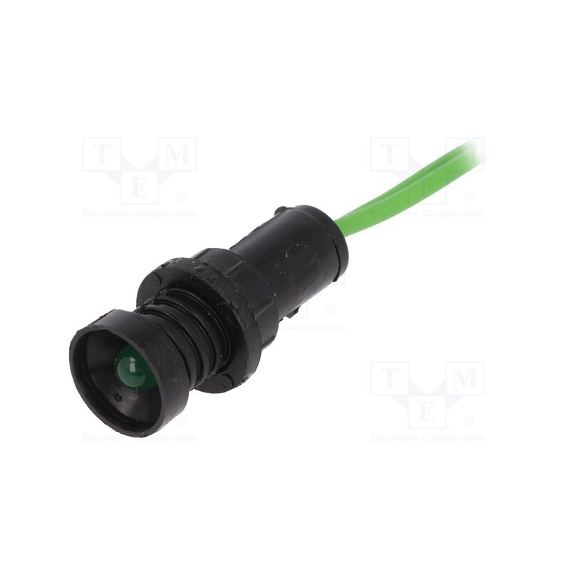 10 pcs : LKM220-G - Indicator: LED, recessed, green, 230VAC, Ø10mm, IP20, leads 300mm