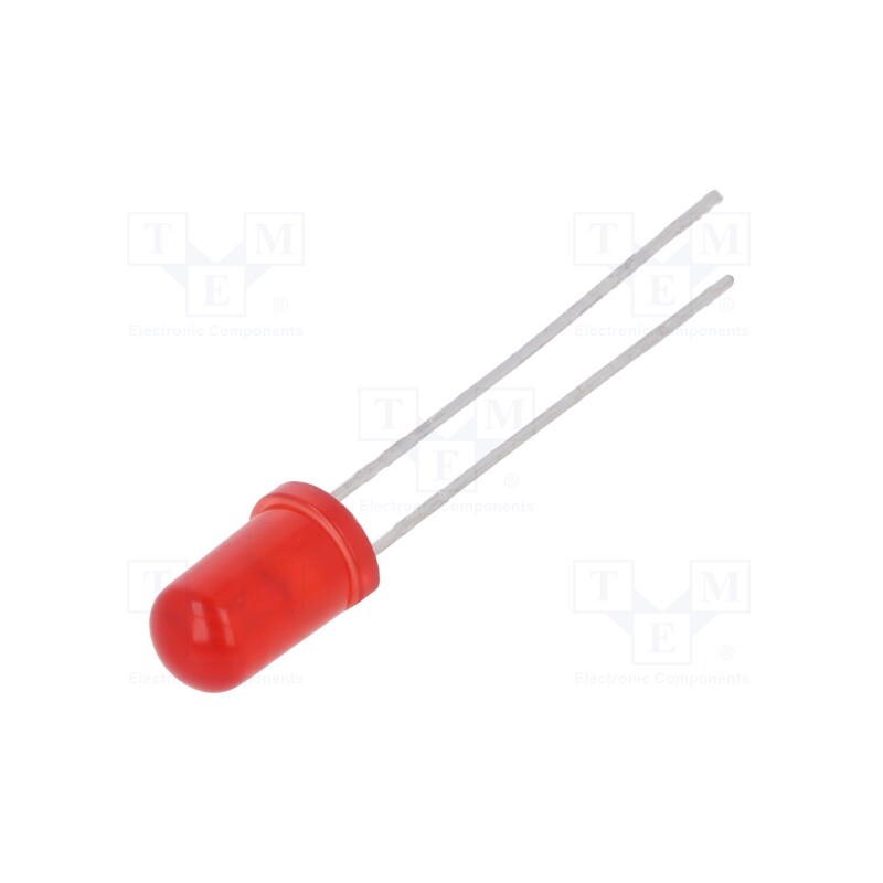 10 pcs : HLMP-EG55-GK0DD - LED, 5mm, red, 140÷400mcd, 55°, Front: convex, 1.9÷2.4V