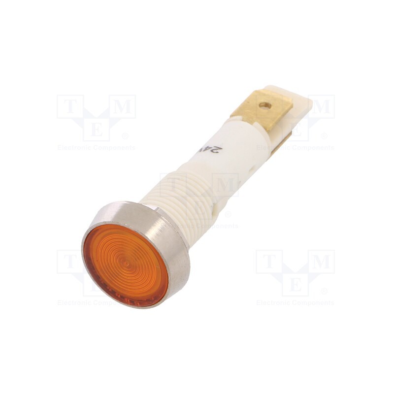 10 pcs : IND10P-24Y-C - Indicator: LED, flat, yellow, 24VDC, 24VAC, Ø10mm, plastic
