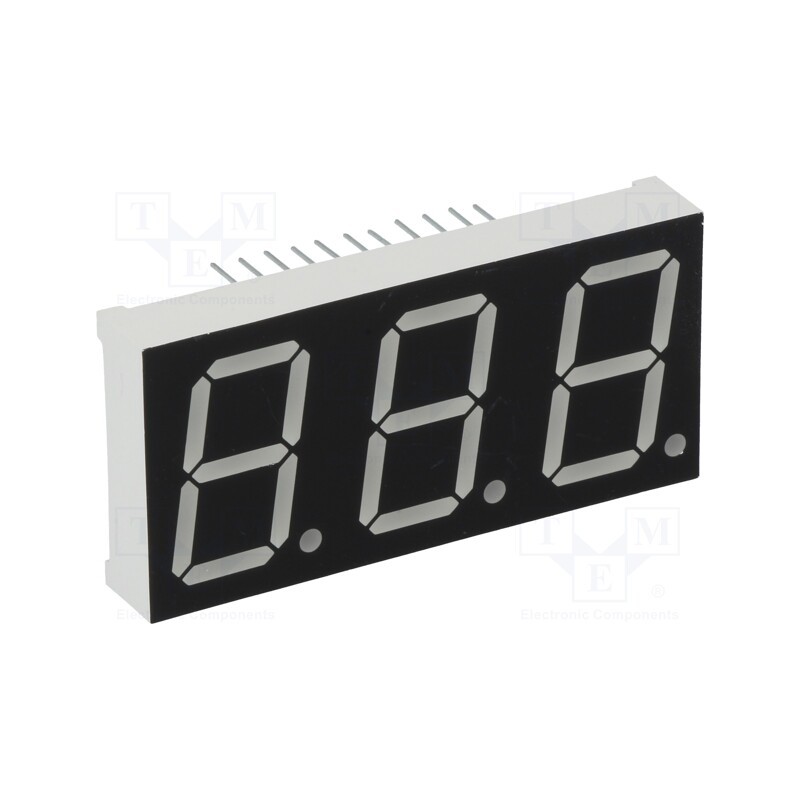 10 pcs : LTD080BUE-103A-01 - Display: LED, 7-segment, 20.32mm, 0.8', No.char: 3, red, 11mcd, anode