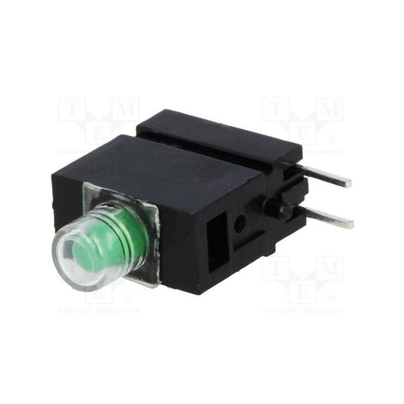 10 pcs : 1808.8035 - LED, in housing, green, 3mm, No.of diodes: 1, 20mA, 40°, 10÷20mcd