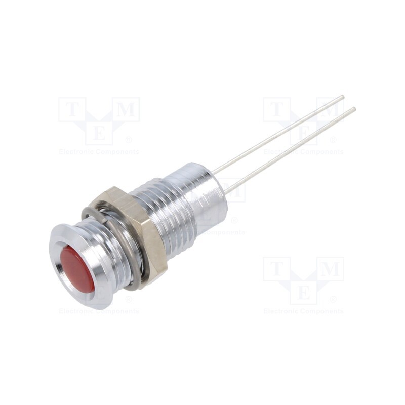 10 pcs : 19010003 - Indicator: LED, flat, red, 2VDC, Ø8mm, 2pin, metal