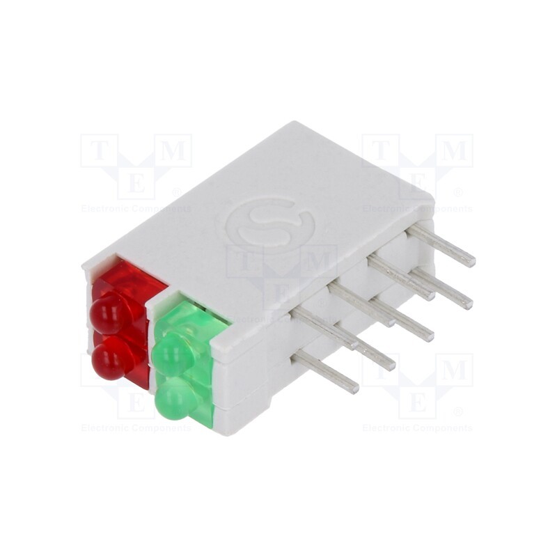 10 pcs : DBI02302 - LED, in housing, red/green, 1.8mm, No.of diodes: 4, 10mA, 38°