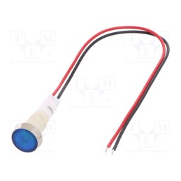 10 pcs : IND10P-110B-W - Indicator: LED, flat, blue, 110VDC, 110VAC, Ø10mm, leads 200mm
