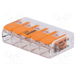 10 pcs : 221-615 - Quick splice, 221, spring clamp, 0.5÷6mm2, 450V, 41A, for cable