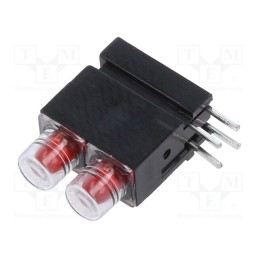 10 pcs : 1801.2235000000001 - LED, in housing, red, 3.9mm, No.of diodes: 2, 20mA, 60°, 1.2÷4mcd