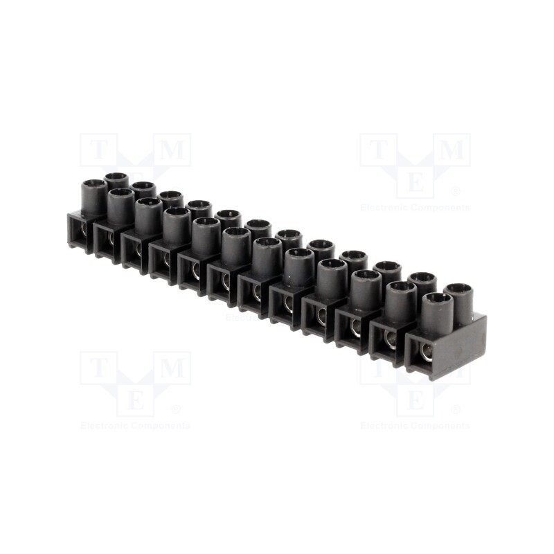 10 pcs : 22210217 - Terminal block, screw terminal, 2.5mm2, 400V, 24A, ways: 12, black