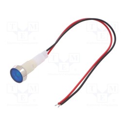 10 pcs : IND10P-230B-W - Indicator: LED, flat, blue, 230VDC, 230VAC, Ø10mm, leads 200mm