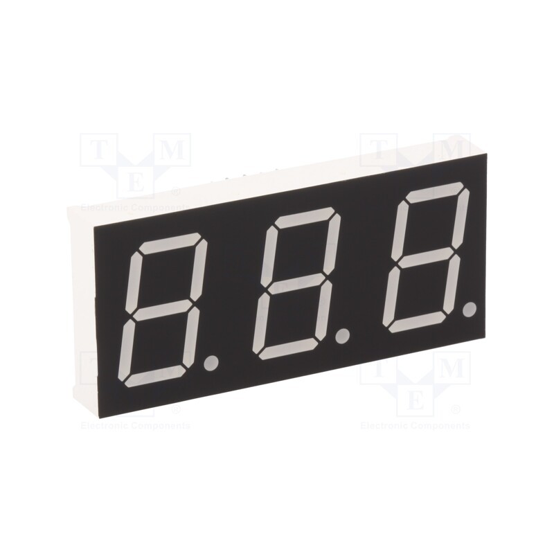 10 pcs : KW3-801AVB - Display: LED, 7-segment, 20.32mm, 0.8', No.char: 3, red, 45÷90mcd