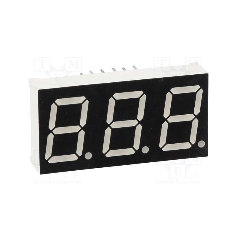10 pcs : OPD-T5621UPG-BW - Display: LED, 7-segment, 14.2mm, 0.56', No.char: 3, green, 160mcd