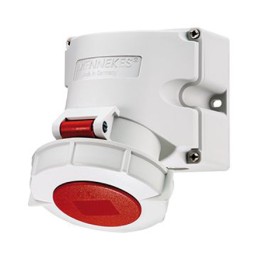 1 pcs - MENNEKES IP67 Red Wall Mount 3P + N + E 25 ° Industrial Power Socket, Rated At 16A, 400 V