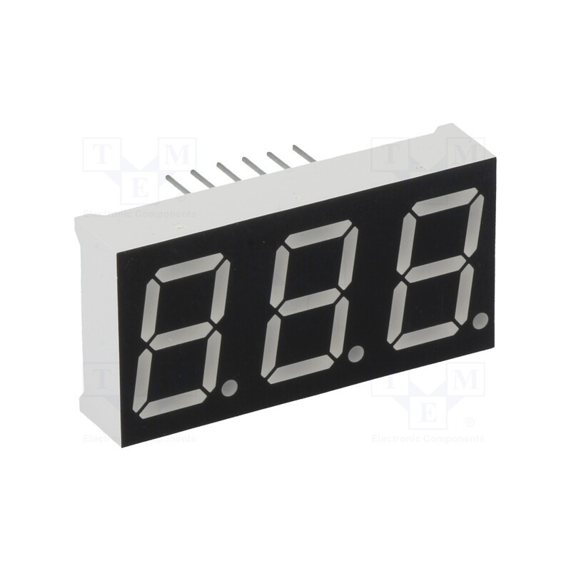 10 pcs : OPD-T5620LB-BW - Display: LED, 7-segment, 14.2mm, 0.56', No.char: 3, blue, 80mcd