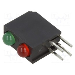 10 pcs : H201CGHD - LED, in housing, red,green, 3mm, No.of diodes: 2, Lens: diffused