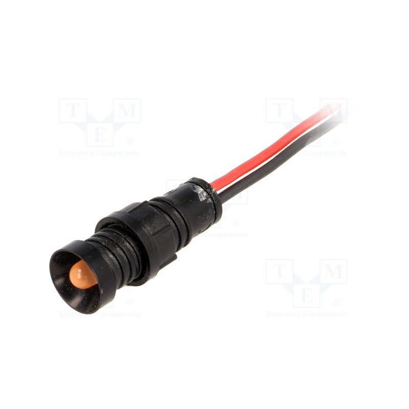 10 pcs : LO-D5-220DC - Indicator: LED, recessed, orange, 220VDC, Ø11mm, IP40, leads 300mm