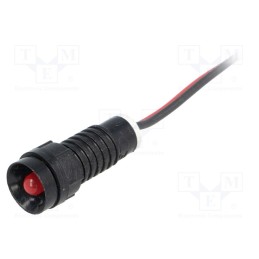 10 pcs : LR-D5-220DC - Indicator: LED, recessed, red, 220VDC, Ø11mm, IP40, leads 300mm