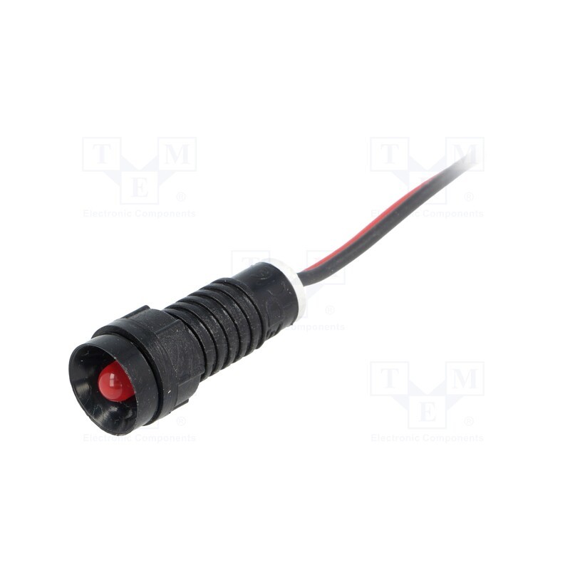 10 pcs : LR-D5-220DC - Indicator: LED, recessed, red, 220VDC, Ø11mm, IP40, leads 300mm