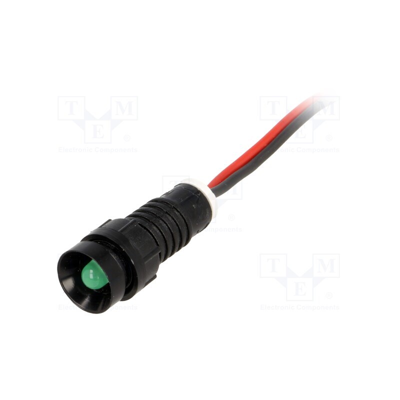 10 pcs : LG-D5-220DC - Indicator: LED, recessed, green, 220VDC, Ø11mm, IP40, leads 300mm