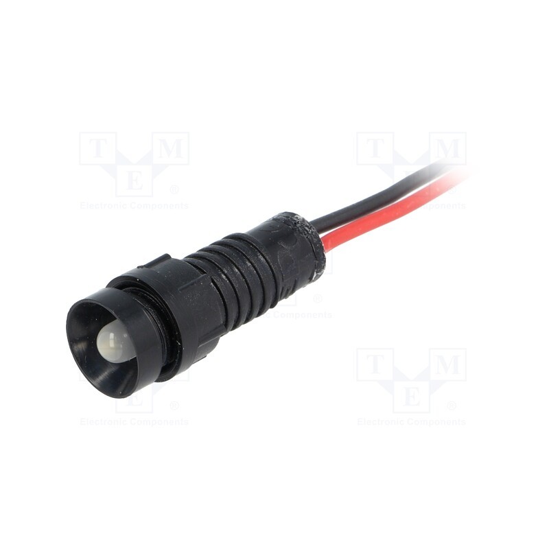 10 pcs : LW-D5-220DC - Indicator: LED, recessed, white, 220VDC, Ø11mm, IP40, leads 300mm
