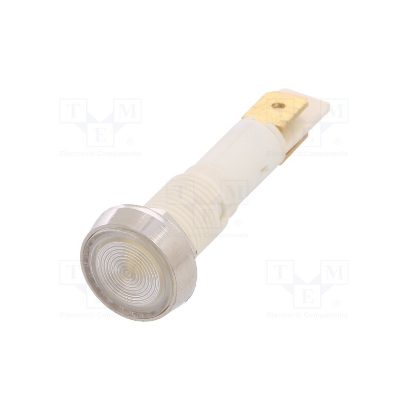 10 pcs : IND10P-12W-C - Indicator: LED, flat, white, 12VDC, 12VAC, Ø10mm, plastic