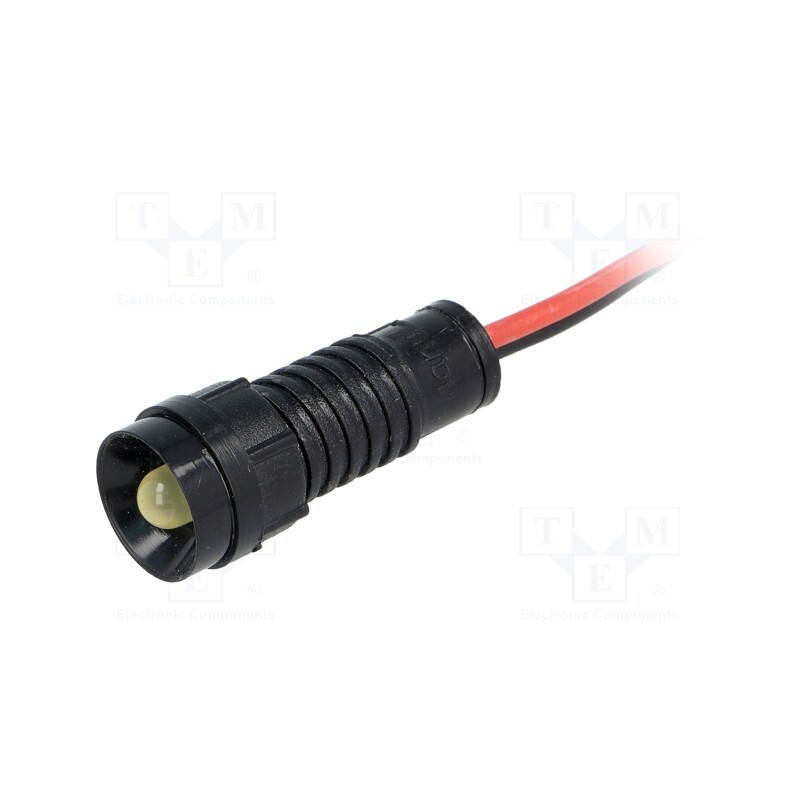10 pcs : LY-D5-220DC - Indicator: LED, recessed, yellow, 220VDC, Ø11mm, IP40, leads 300mm