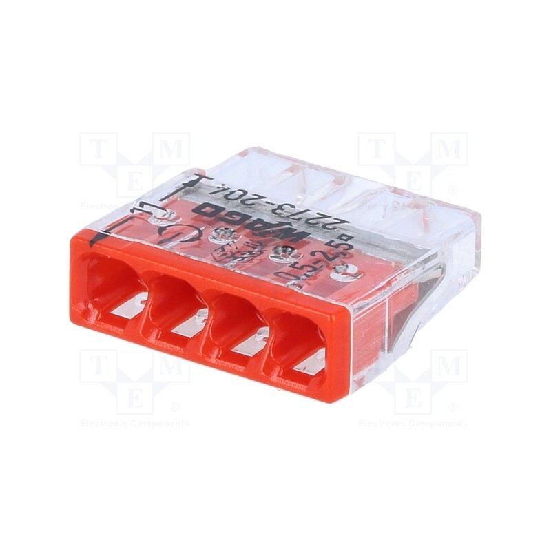 20 pcs : 2273-204 - Quick splice, 2273, spring clamp, 0.5÷2.5mm2, 450V, 24A, red